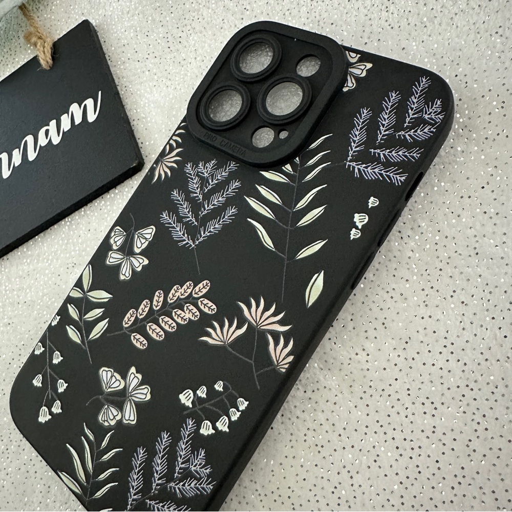 Black Leaves iPhone 14 Pro Max Slim Case - Picture 3 of 6